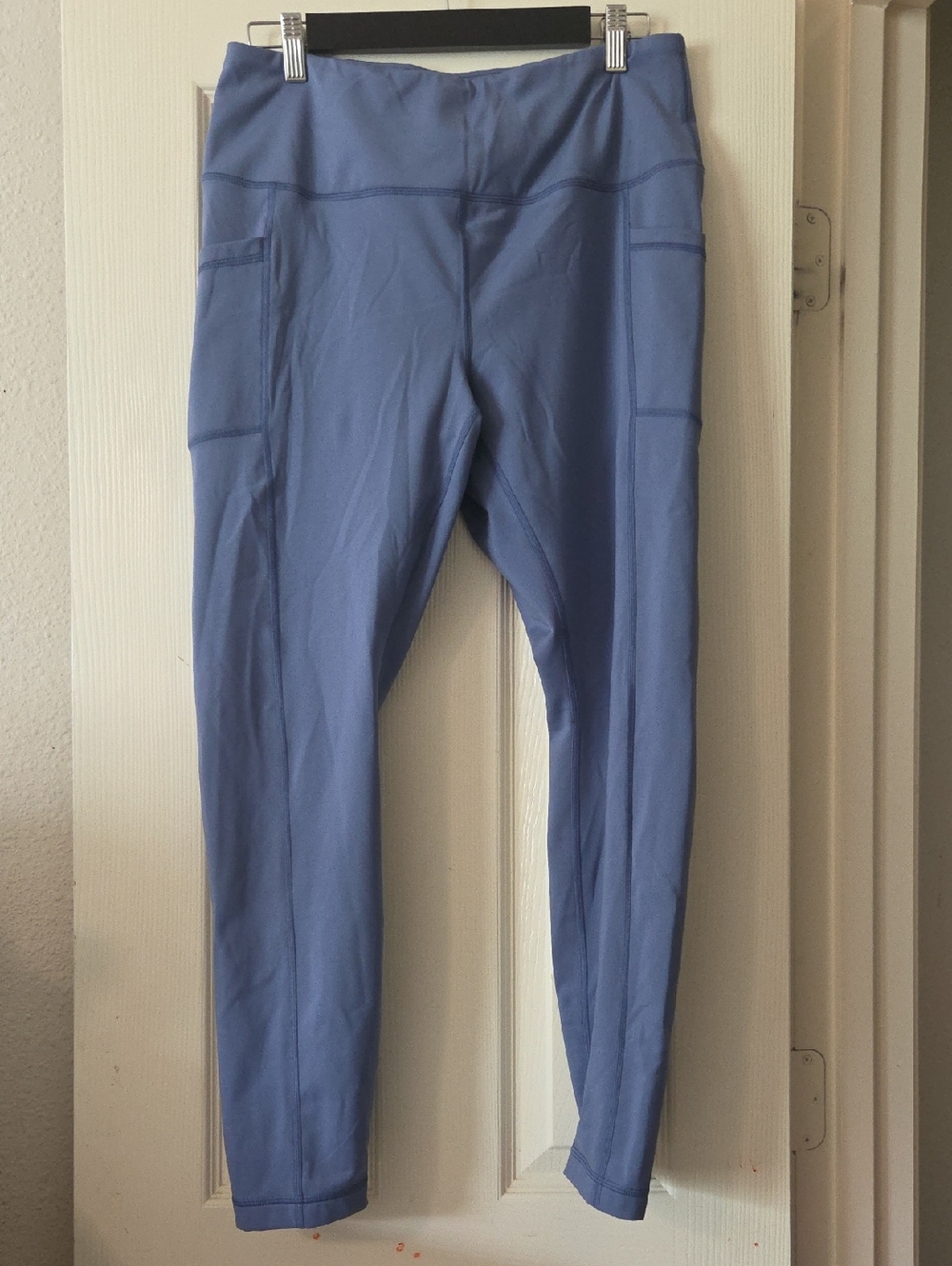 90 Degree By Reflex Light Blue Fleece Lined High-Waist Pocket Leggings